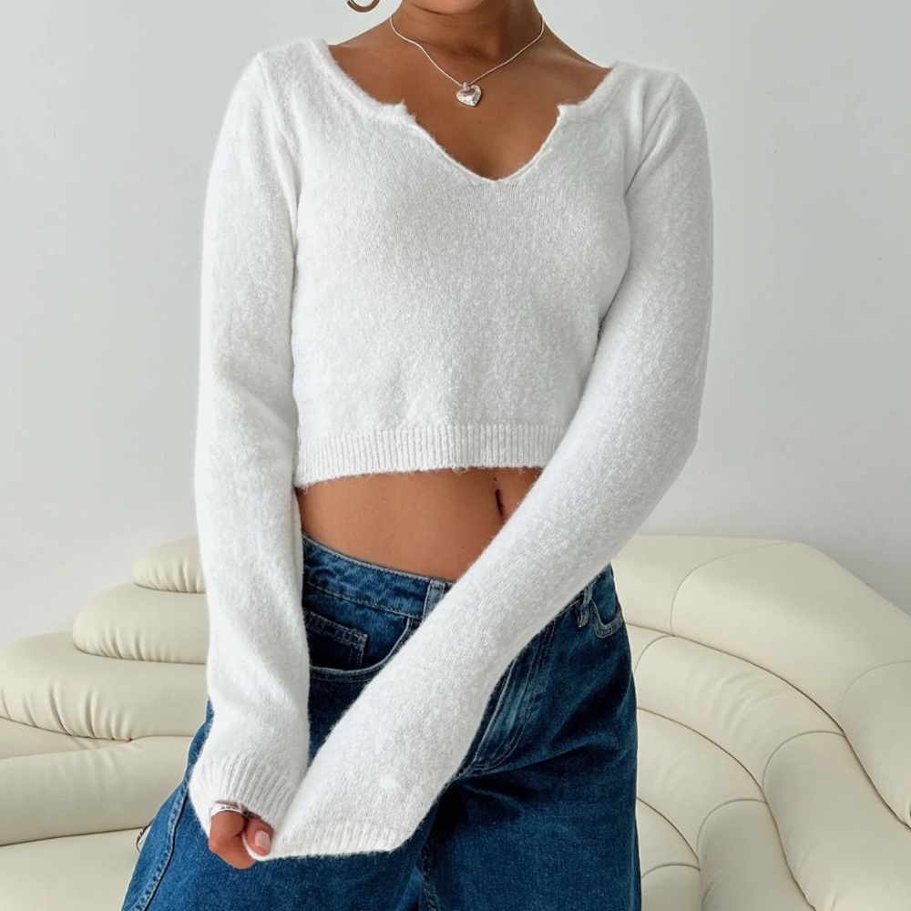 princess polly long sleeve fuzzy crop top long sleeve, new with tags